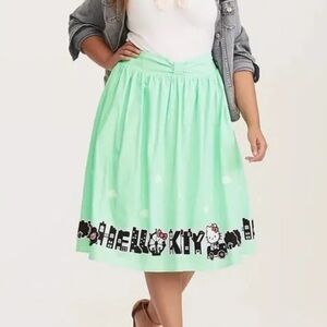 NWT Torrid Women's Hello Kitty Midi Lined Side Pockets Cotton Blend Skirt 16